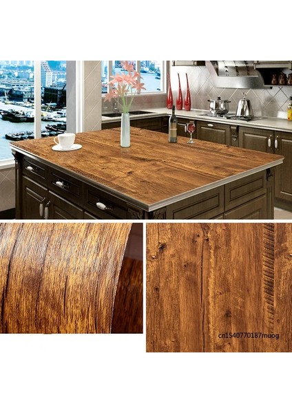 Oakland Tarzı 1MX40CM 80 Cmahşap Tahıl Vinil Duvar Kağıdı Rulo Su Geçirmez Ev Masaüstü Dolap Kapı Mobilya Yenileme Çıkartmalar Kabuğu ve Sopa Duvar Kağıdı (Yurt Dışından)