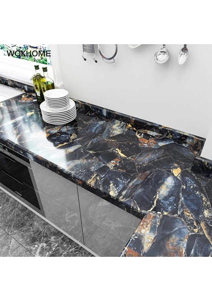 Jsmb Stili 2MX60CM cm Genişlik Mermer Duvar Kağıdı Kağıt Su Geçirmez Yağ Geçirmez Duvar Çıkartmaları Pvc Kendinden Yapışkanlı Mutfak Tezgahı Ev Tasarımı (Yurt Dışından) indirimleri