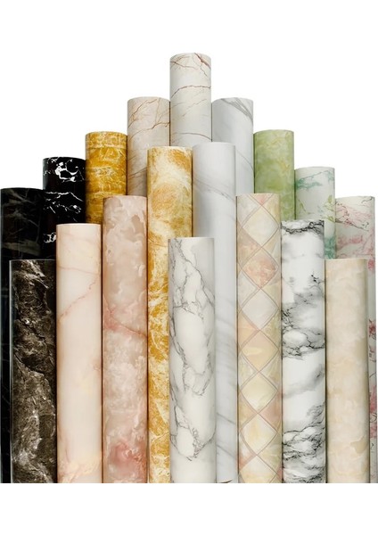 Hy Tarzı 40CMX1M Vinil Film Kendinden Yapışkanlı Mermer Duvar Kağıdı Banyo Mutfak Dolabı Countertoaper Pvc Su Geçirmez Duvar Çıkartmaları (Yurt Dışından) modelleri