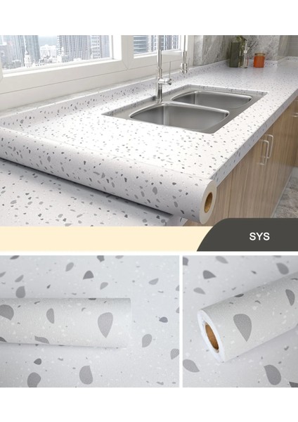 A6 Stili 30CMX100CM 80 cm Genişlik Su Geçirmez Mermer Kendinden Yapışkanlı Duvar Kağıtları Ev Dekor Mutfak Dolapları Yağ Geçirmez Yüksek Sıcaklık Dayanımı Etiket (Yurt Dışından)