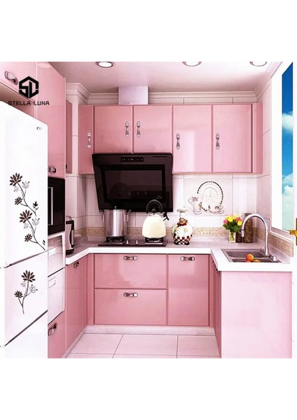 Pembe Tarzı 60CMX1M Vinil Su Geçirmez Kendinden Yapışkanlı Duvar Kağıdı Kağıt Ev Dekorasyon Yağ Geçirmez Dolaplar Tezgahı Mutfak Pvc Duvar Çıkartmaları (Yurt Dışından) indirimleri