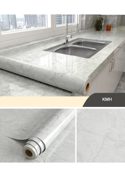 Q2 Stili 30CMX100CM 80 cm Genişlik Su Geçirmez Mermer Kendinden Yapışkanlı Duvar Kağıtları Ev Dekor Mutfak Dolapları Yağ Geçirmez Yüksek Sıcaklık Dayanımı Etiket (Yurt Dışından)