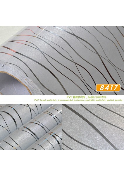 No.9 Stili 60CMX1M Kalın Mobilya Dolabı Kendinden Yapışkanlı Şerit Etiket Altın Boya Şerit Duvar Kağıdı Gümüş Çizgi Pvc Su Geçirmez Dolap Kağıdı (Yurt Dışından)
