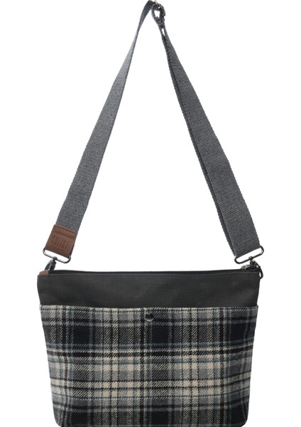 Siyah Clutch Waxed Canvas Ayarlanabilir Askılı Portföy Mumlu Kanvas Kadın El ve Omuz Çantası