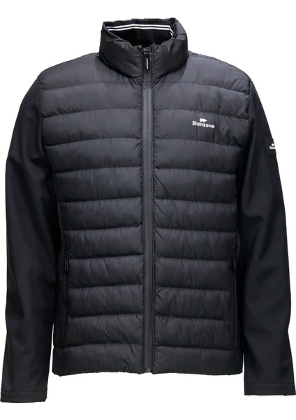 Erkek Dikyaka Kolu Softshell Şişme Siyah Mont