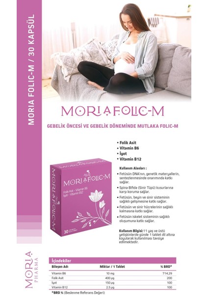 Folic-M Folik Asit-Vitamin B6 Iyot-Vitamin B12 30 Dilaltı Tablet fiyatları