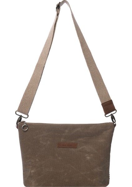 Kahverengi Clutch Waxed Canvas Ayarlanabilir Askılı Portföy Mumlu Kanvas Kadın El ve Omuz Çantası
