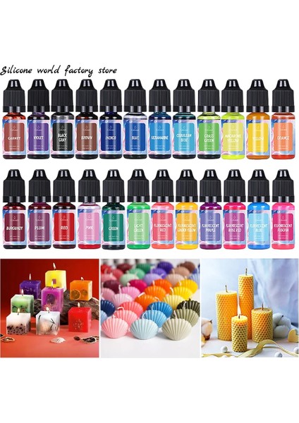 Garnet Tarzı Silikon Dünya 24 Renk 10 ml Alaylar Dıy Uv Epoksi Reçine Kalıp Mum Sabun Boya Sıvı Renklendirici Takı Yapımı Reçine El Sanatları (Yurt Dışından)