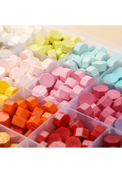 Turuncu Tarzı Çok Renkli Lake Balmumu Sekizgen Boya Sızdırmazlık Balmumu Parçacık Izgara Plastik Kutu Dıy Davetiye Zarfı Sealingpcs (Yurt Dışından) indirimleri