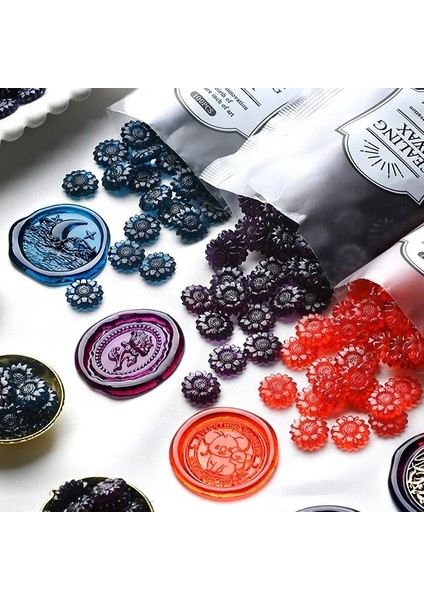 27G-XINGCHENGLAN Tarzı 27G Şeffaf Balmumu Parçacıkları Ayçiçeği Retro Zarf Davetiye Sızdırmazlık Balmumu Boncuk Düğün Doğum Günü Zanaat Balmumu (Yurt Dışından) modelleri