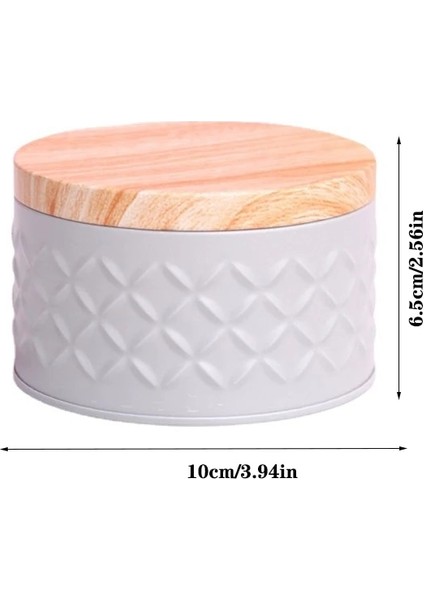 Gri Tarzı Yuvarlak Boş Demir Kutu Ahşap Tahıl Kapaklı Metal Şeker Saklama Kutusu Diy Mum Yapımı Kavanoz Kahve Çay Can Noel Bisküvi Paketi (Yurt Dışından)