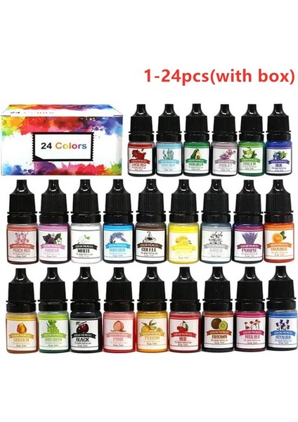 1-24 Adet Tarzı Epoksi Regment Kiti Mum Boya Sıvı Renklendirici Dıy Uv Epoksi Reçine Kalıp Takı Yapımı Mum Sabun Yapımı Boya Pigment Setleri (Yurt Dışından)