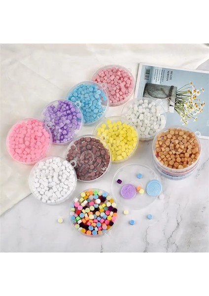 PEMBE-100PCS Tarzı Tek Renkli Kutulu Lake Balmumu Sekizgen Boya Sızdırmazlık Balmumu Plastik Kutu Dıy Davetiye Zarf Sızdırmazlık Renkli Balmumu Peletleri (Yurt Dışından)