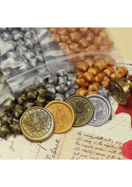Bronz Tarzı 55G Ateş Lake Mühür Balmumu Parçacıkları, Şanslı Beş Köşeli Yıldız Karışık Renk, Makaleler Hakkında, 20 Renk (Yurt Dışından)