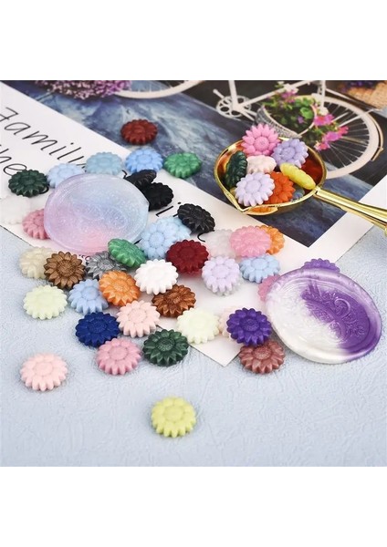 Mingjing Shop3 100 Adet-Q Tarzı Retro Sızdırmazlık Balmumu Boncuk Torbalı Ayçiçeği Mühür Mumu Damga Boncuk Dıy Scrapbooking Kartları Parti Davetiyesi El Sanatları Dekorasyon (Yurt Dışından)