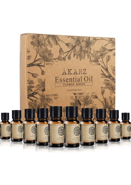 Akarz Çiçek Serisi 10 Takım Lavanta Yasemin Gül Ylang Neroli Frangipani Lotus Osmanthus Menekşe Esansiyel Yağı Mum Sabun Kokuları (Yurt Dışından)