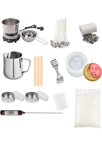 Ben Tarzım Mum Yapımı Malzemeleri Kiti Dıy El Yapımı Kokulu Mum Yapımı Aracı Soya Balmumu Eritme Malzemesi Kiti Aromaterapi Mum Kavanoz Kalıp (Yurt Dışından)