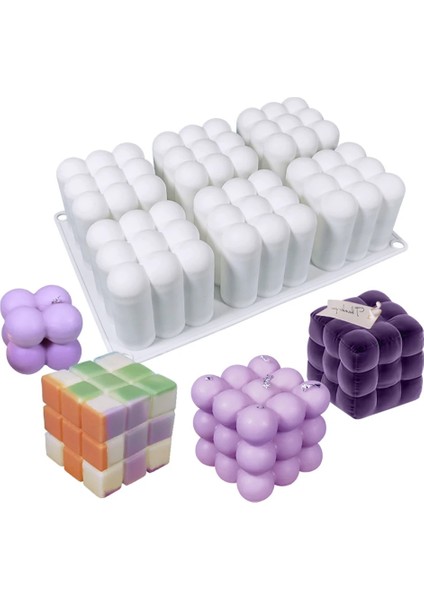 No.8 Tarzı Küp Mum Silikon Kalıp Dıy Epoksi Reçine Mum Kalıp Aromaterapi Mum Balmumu Kalıpları Kil Alçı Zanaat Döküm Kalıp Ev Dekor (Yurt Dışından) fiyatları