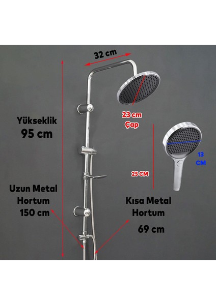 Robot Tepe Duş Seti Takımı Shower Yağmurlama Yuvarşal Lüx Banyo Masaj Duş Başlığı Sistemi Krom fırsatları