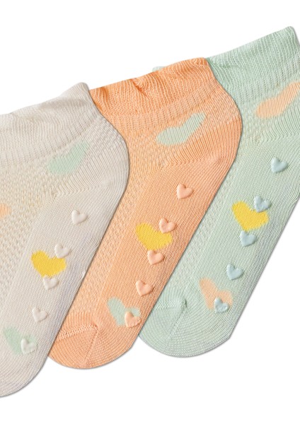 Kız Çocuk Kalp Desenli İçi Hava Alan 3'lü Patik Çorap fiyatları