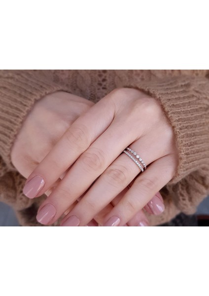 Çift Kollu Pırlanta Yarım Tur Yüzük 0404R0382 fırsatları