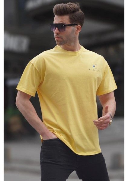 Sarı Sırt Baskılı Regular Fit Erkek Tişört 6121