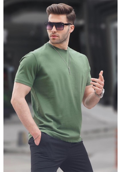 Haki Yeşili Regular Fit Basic Erkek Tişört 6131