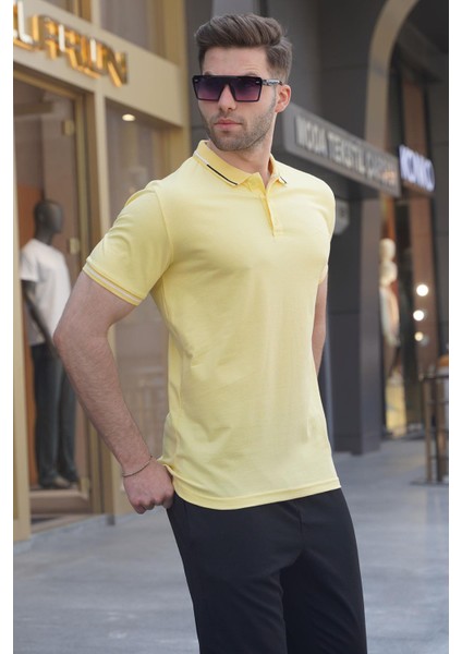 Sarı Polo Yaka Erkek Tişört 6113