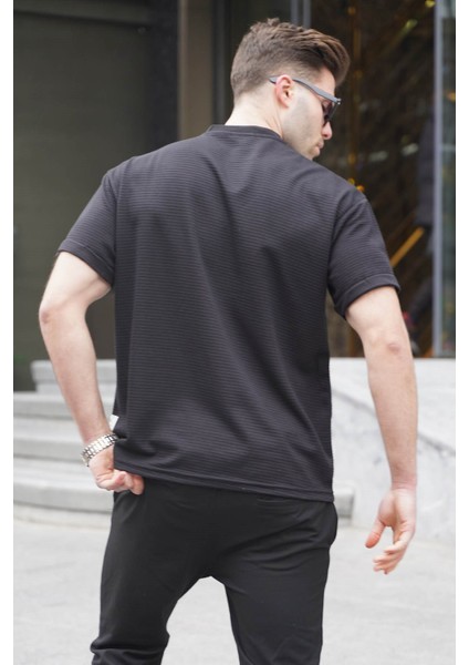Siyah Likralı Basic Erkek Tişört 6060