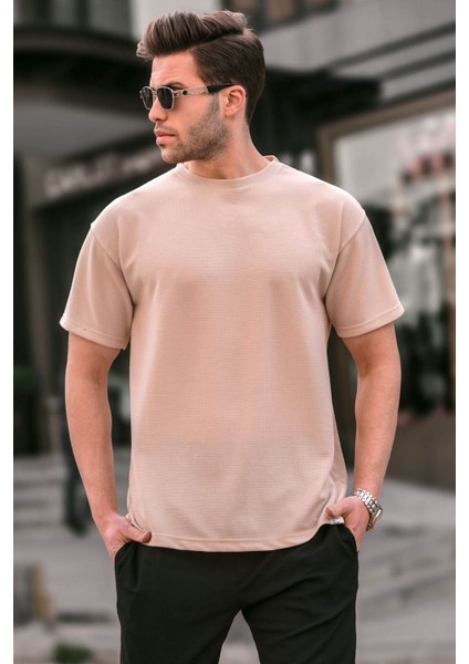 Bej Regular Fit Basic Erkek Tişört 6099