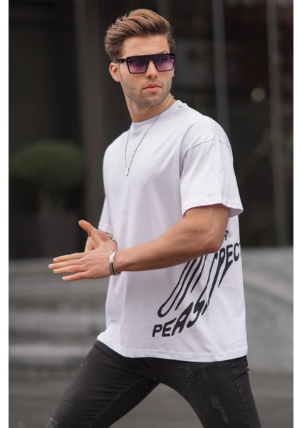 Beyaz Desenli Erkek Tişört 6178