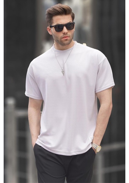 Boyalı Gri Oversize Basic Erkek Tişört 6127