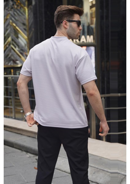 Boyalı Gri Oversize Basic Erkek Tişört 6127