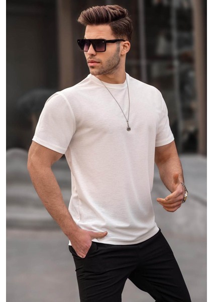 Ekru Regular Fit Basic Erkek Tişört 6069