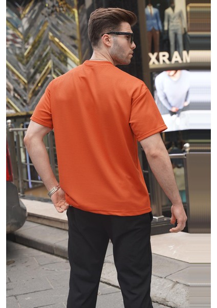 Turuncu Oversize Basic Erkek Tişört 6127 fiyatları