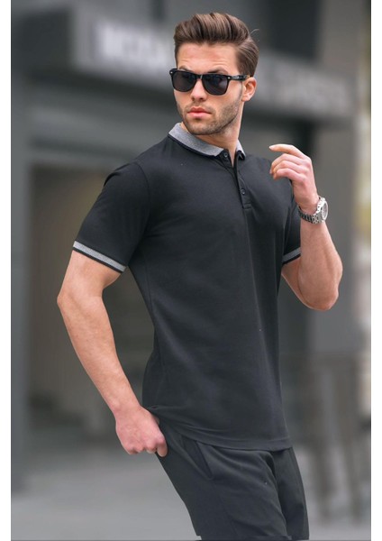 Siyah Regular Fit Erkek Polo Yaka Tişört 6105