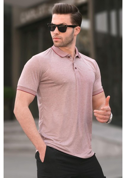 Bordo Nakışlı Regular Fit Erkek Polo Yaka Tişört 6108