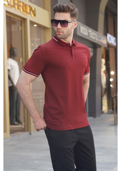 Bordo Polo Yaka Erkek Tişört 6113