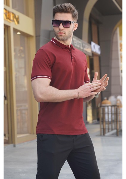 Bordo Polo Yaka Erkek Tişört 6113 fiyatları