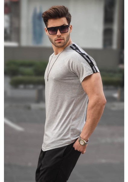 Gri Kol Detaylı Regular Fit Erkek Tişört 4633