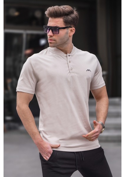 Taş Rengi Hakim Yaka Erkek Tişört 6067