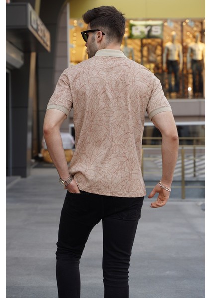 Bej Desenli Polo Yaka Tişört 5876 fiyatları