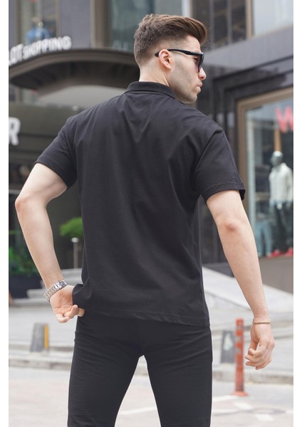 Siyah Polo Yaka Basic Erkek Tişört 6126