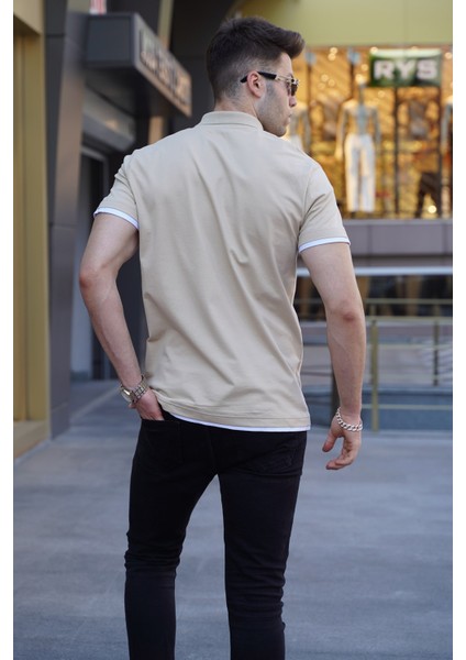 Bej Basic Polo Yaka Tişört 5885 fiyatları
