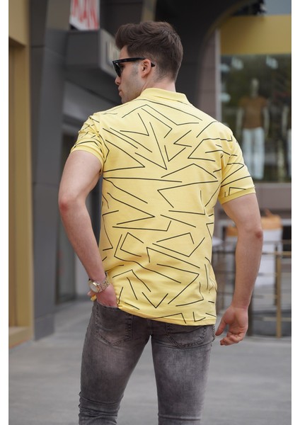 Erkek Polo Yaka Sarı Desenli Tişört 5817