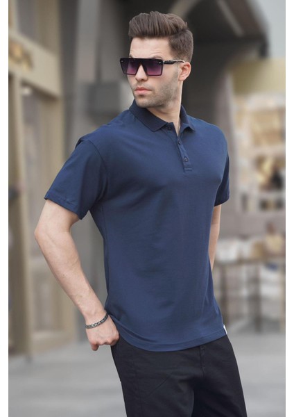 Lacivert Polo Yaka Basic Erkek Tişört 6126