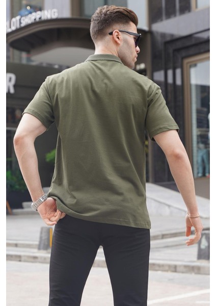 Haki Yeşili Polo Yaka Basic Erkek Tişört 6126 fiyatları