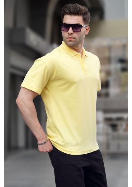Sarı Polo Yaka Basic Erkek Tişört 6126