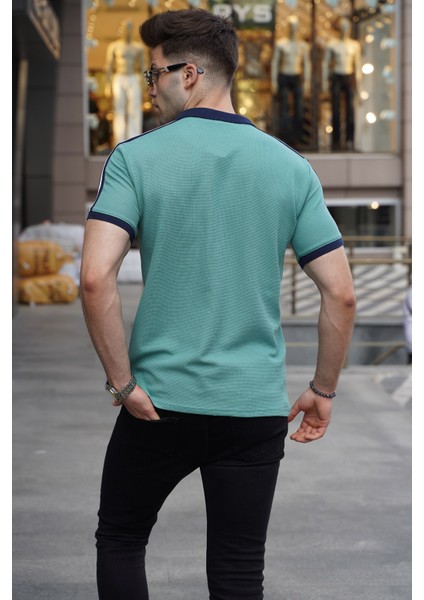 Mint Yeşili Kol Şeritli Polo Yaka Tişört 5888 fiyatları