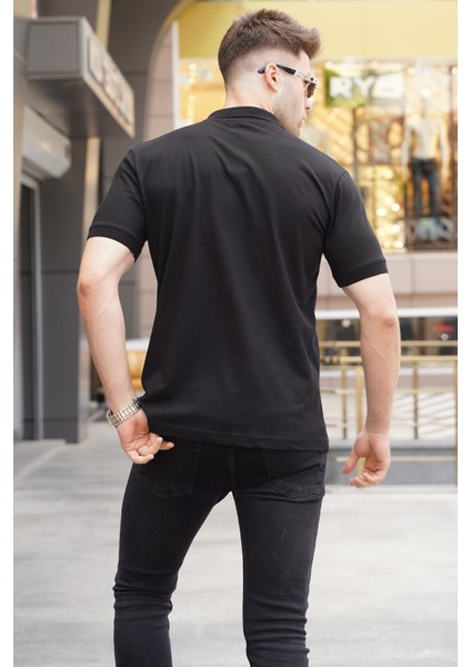 Siyah Desenli Erkek Polo Yaka Tişört 5871 fiyatları